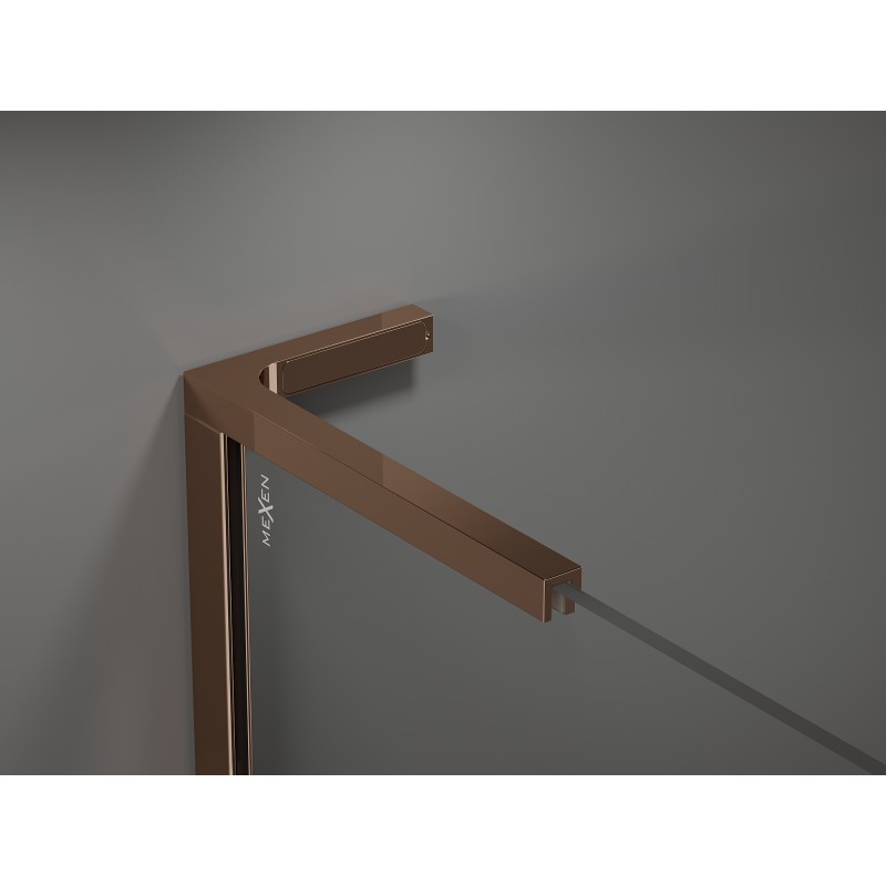 Mexen Kioto L ścianka prysznicowa Walk-in 80 x 200 cm, biały wzór, różowe złoto - 800-080-103-60-85