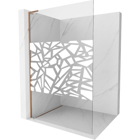 Mexen Kioto L ścianka prysznicowa Walk-in 120 x 200 cm, biały wzór, różowe złoto - 800-120-103-60-85