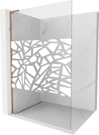 Mexen Kioto L ścianka prysznicowa Walk-in 120 x 200 cm, biały wzór, różowe złoto - 800-120-103-60-85