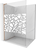 Mexen Kioto L ścianka prysznicowa Walk-in 70 x 200 cm, biały wzór, miedź szczotkowana - 800-070-103-65-85