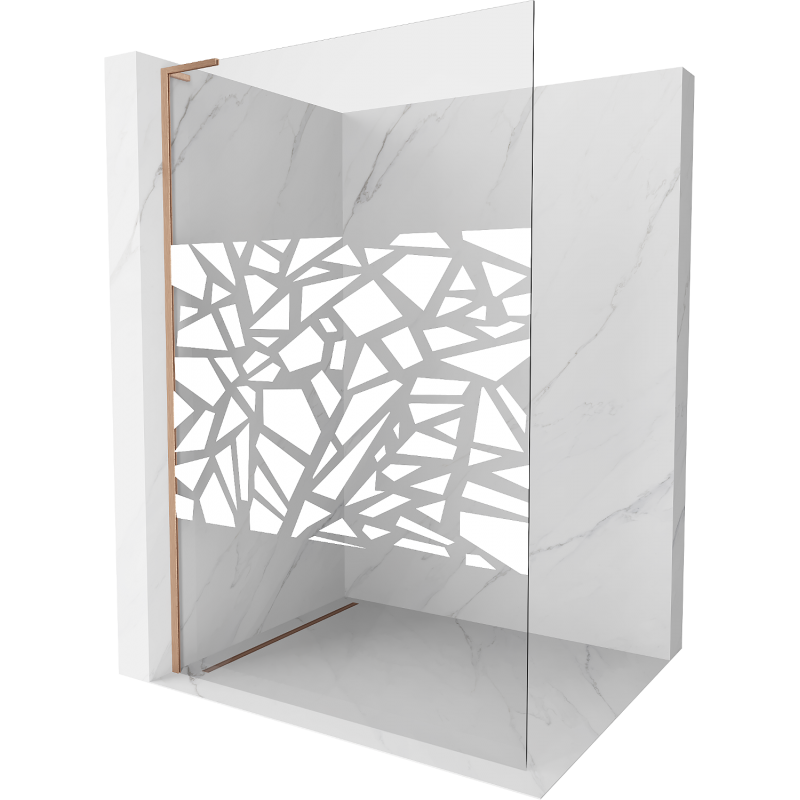 Mexen Kioto L ścianka prysznicowa Walk-in 120 x 200 cm, biały wzór, miedź szczotkowana - 800-120-103-65-85