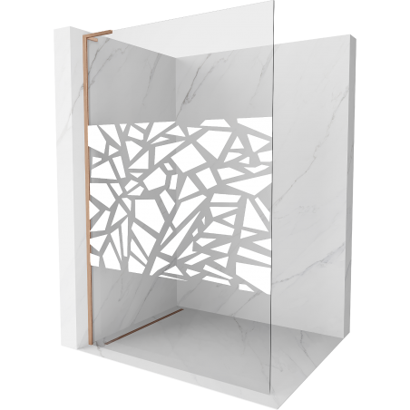 Mexen Kioto L ścianka prysznicowa Walk-in 120 x 200 cm, biały wzór, miedź szczotkowana - 800-120-103-65-85