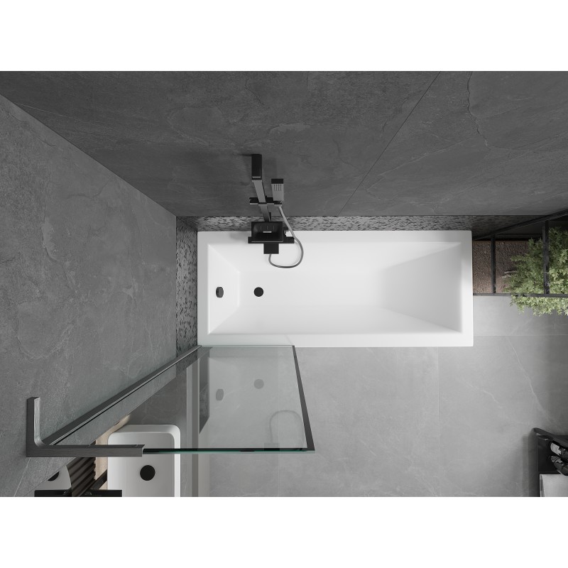 Mexen Next L parawan nawannowy 1-skrzydłowy 60 x 150 cm, czarna ramka,  gun gray szczotkowany - 895-060-000-03-70-66