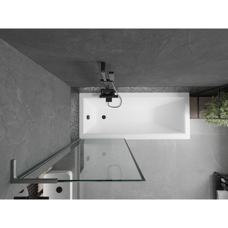 Mexen Next L parawan nawannowy 1-skrzydłowy 70 x 150 cm, czarna ramka,  gun gray szczotkowany - 895-070-000-03-70-66