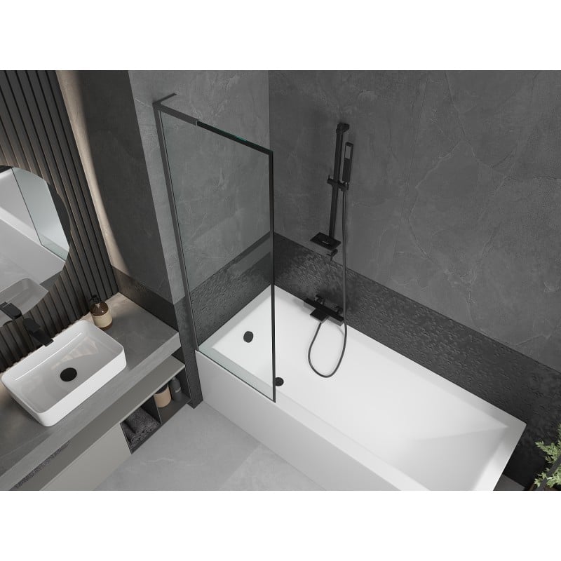 Mexen Next L parawan nawannowy 1-skrzydłowy 60 x 150 cm, czarna ramka, gun metal - 895-060-000-03-70-95