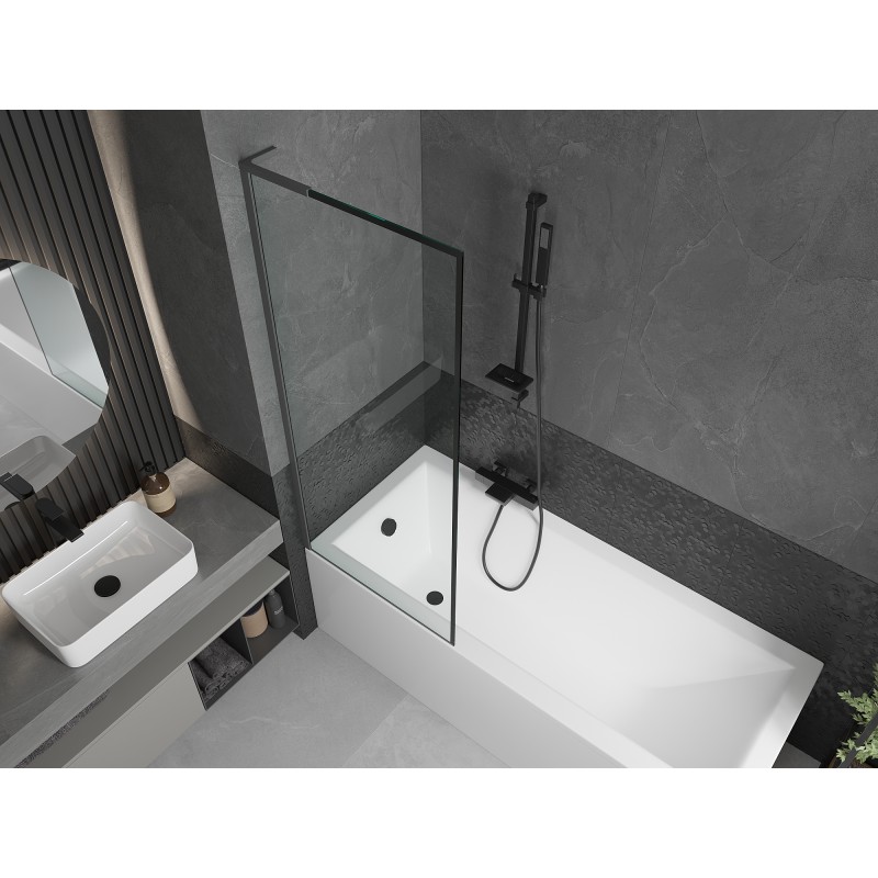 Mexen Next L parawan nawannowy 1-skrzydłowy 70 x 150 cm, czarna ramka, gun metal - 895-070-000-03-70-95