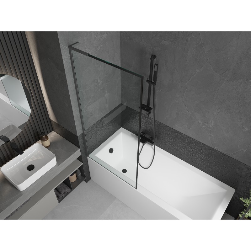 Mexen Next L parawan nawannowy 1-skrzydłowy 80 x 150 cm, czarna ramka, gun metal - 895-080-000-03-70-95