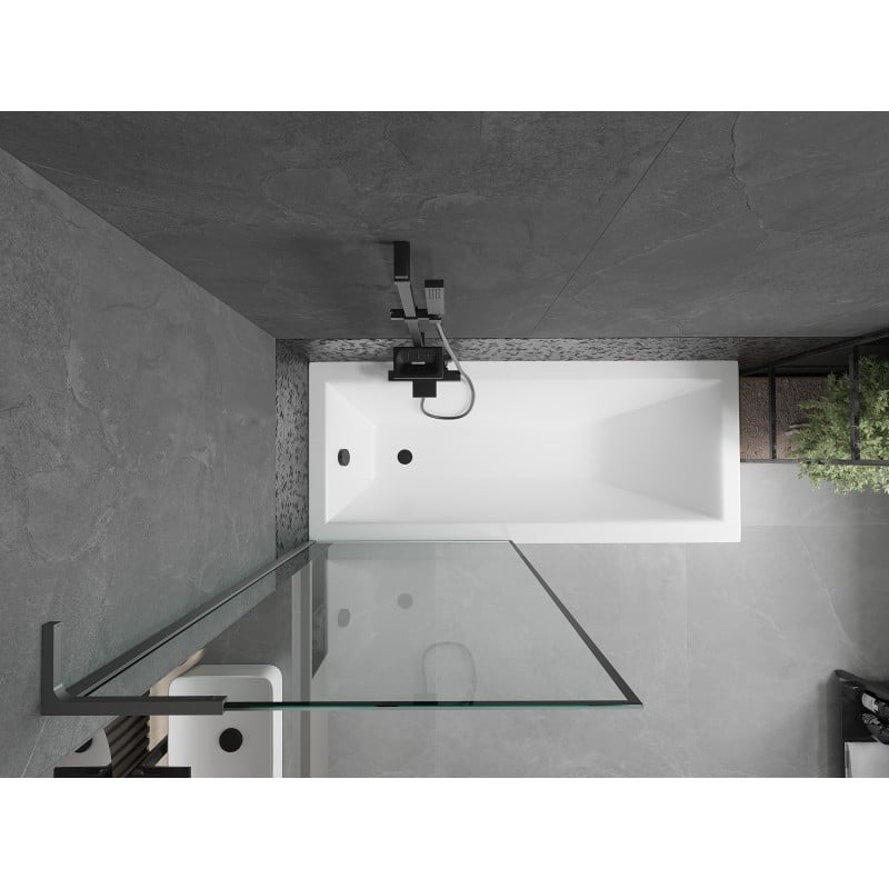 Mexen Next L parawan nawannowy 1-skrzydłowy 80 x 150 cm, czarna ramka, gun metal - 895-080-000-03-70-95