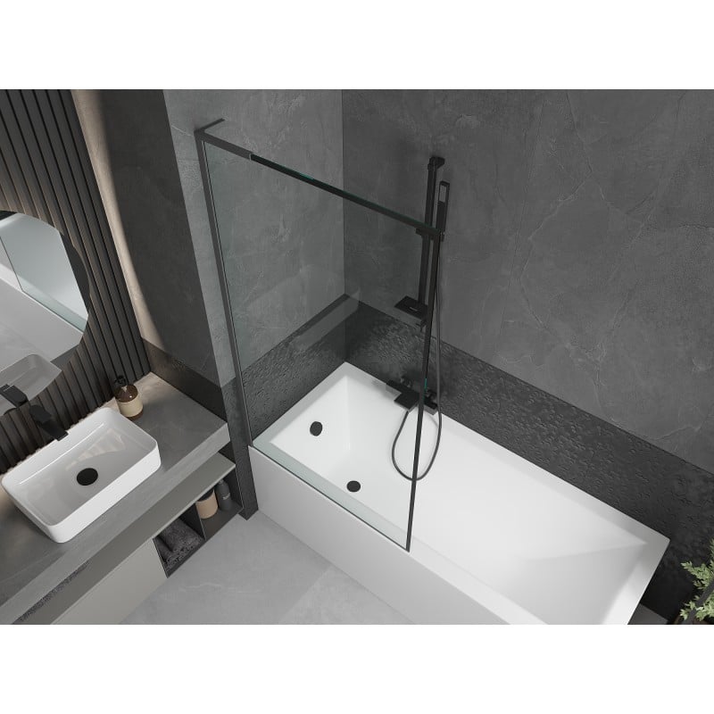 Mexen Next L parawan nawannowy 1-skrzydłowy 90 x 150 cm, czarna ramka, gun metal - 895-090-000-03-70-95