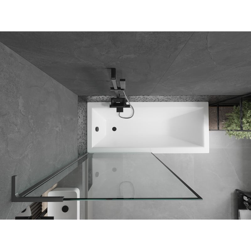 Mexen Next L parawan nawannowy 1-skrzydłowy 90 x 150 cm, czarna ramka, gun metal - 895-090-000-03-70-95