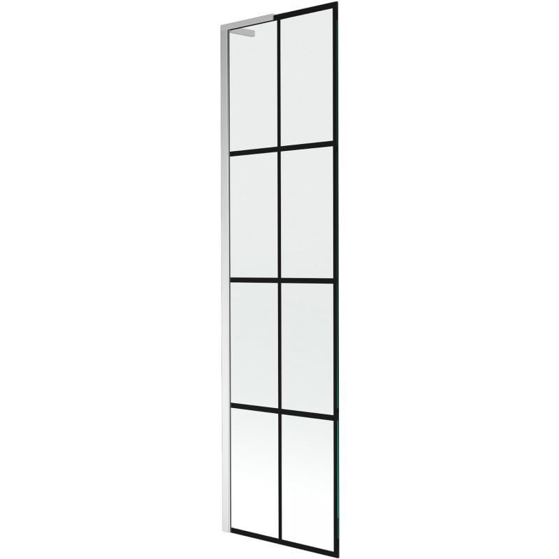 Mexen Next L parawan nawannowy 1-skrzydłowy 50 x 150 cm, czarna kratka, chrom - 895-050-000-03-77-01