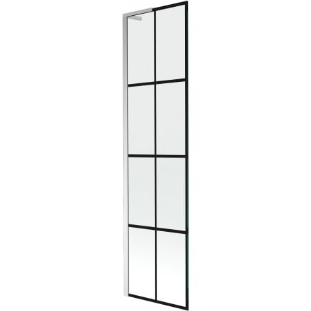 Mexen Next L parawan nawannowy 1-skrzydłowy 50 x 150 cm, czarna kratka, chrom - 895-050-000-03-77-01