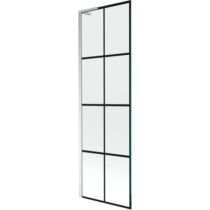 Mexen Next L parawan nawannowy 1-skrzydłowy 60 x 150 cm, czarna kratka, chrom - 895-060-000-03-77-01