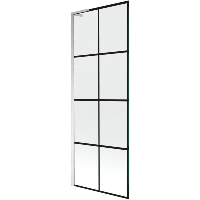 Mexen Next L parawan nawannowy 1-skrzydłowy 70 x 150 cm, czarna kratka, chrom - 895-070-000-03-77-01