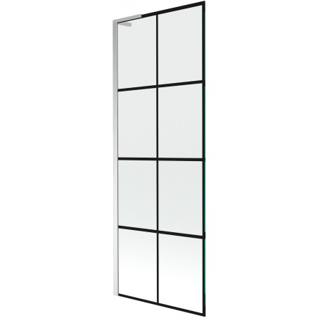 Mexen Next L parawan nawannowy 1-skrzydłowy 70 x 150 cm, czarna kratka, chrom - 895-070-000-03-77-01