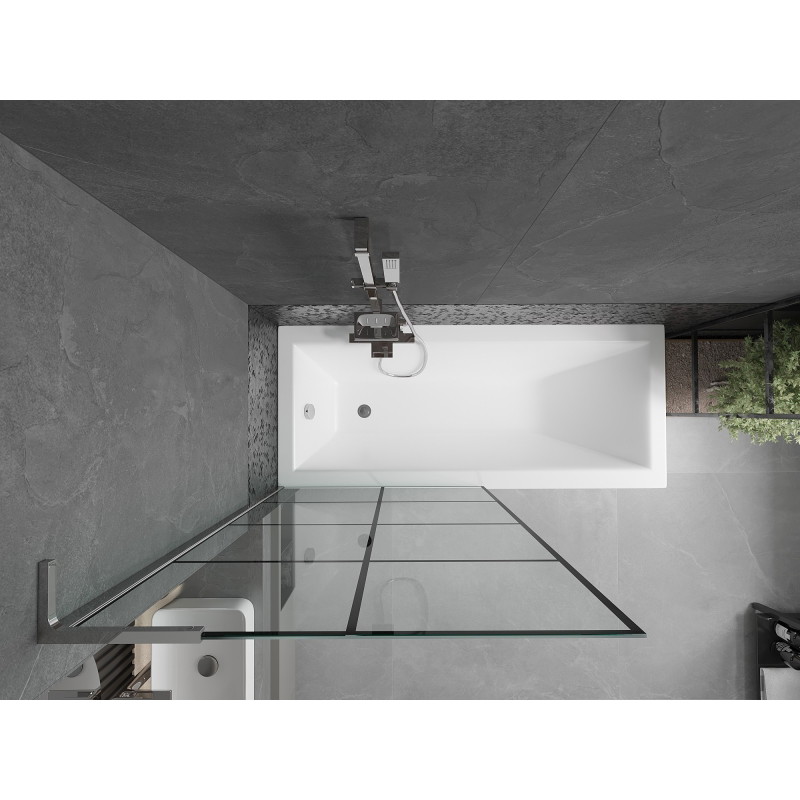 Mexen Next L parawan nawannowy 1-skrzydłowy 90 x 150 cm, czarna kratka, chrom - 895-090-000-03-77-01