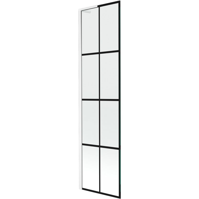 Mexen Next L parawan nawannowy 1-skrzydłowy 50 x 150 cm, czarna kratka, biały - 895-050-000-03-77-20