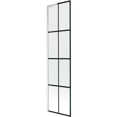 Mexen Next L parawan nawannowy 1-skrzydłowy 50 x 150 cm, czarna kratka, biały - 895-050-000-03-77-20