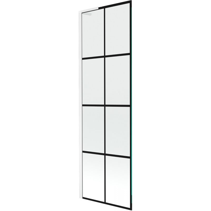 Mexen Next L parawan nawannowy 1-skrzydłowy 60 x 150 cm, czarna kratka, biały - 895-060-000-03-77-20