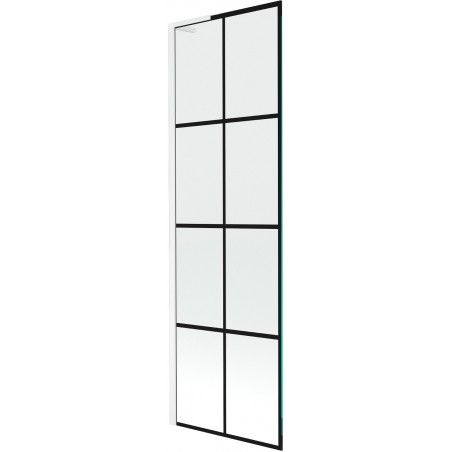 Mexen Next L parawan nawannowy 1-skrzydłowy 60 x 150 cm, czarna kratka, biały - 895-060-000-03-77-20
