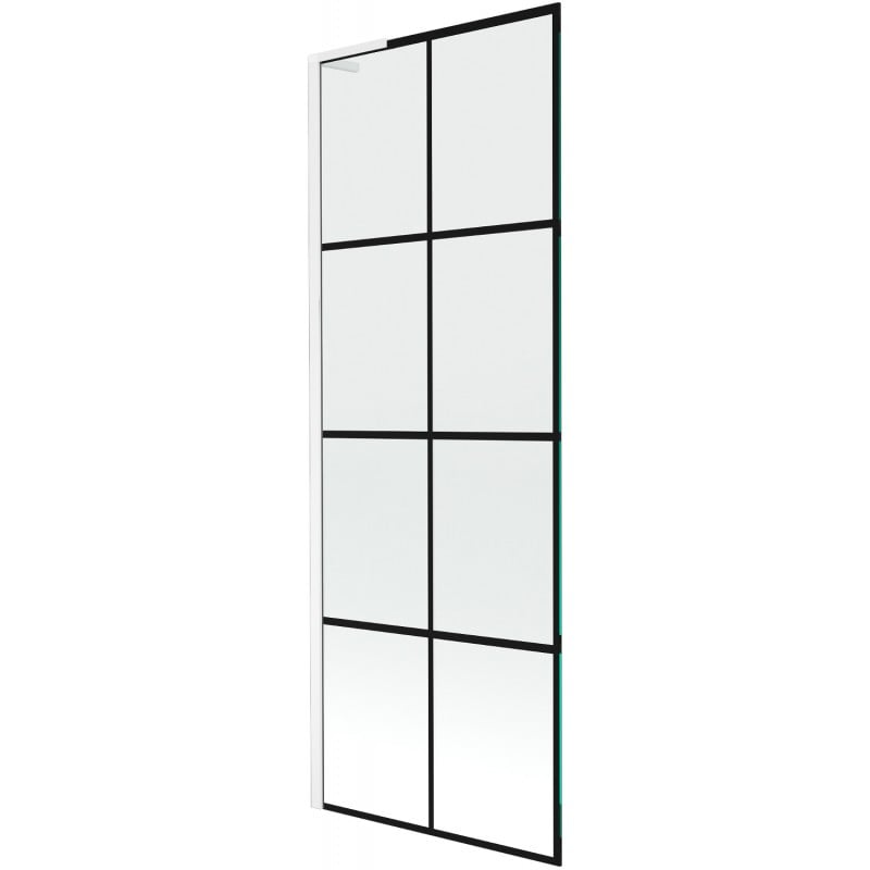 Mexen Next L parawan nawannowy 1-skrzydłowy 70 x 150 cm, czarna kratka, biały - 895-070-000-03-77-20