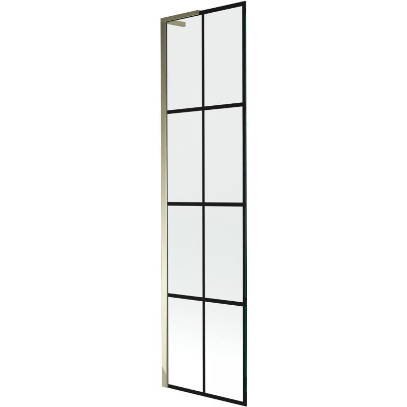Mexen Next L parawan nawannowy 1-skrzydłowy 50 x 150 cm, czarna kratka, złoty - 895-050-000-03-77-50