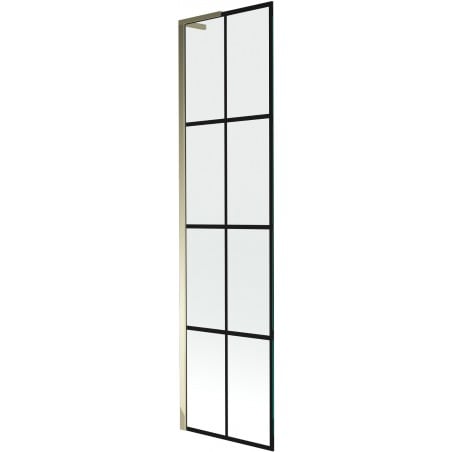 Mexen Next L parawan nawannowy 1-skrzydłowy 50 x 150 cm, czarna kratka, złoty - 895-050-000-03-77-50