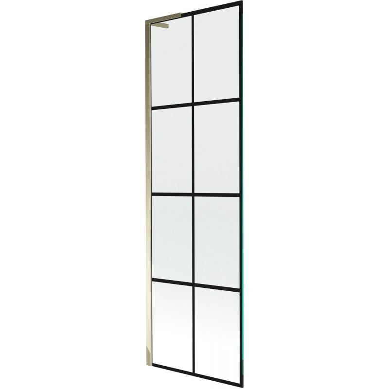 Mexen Next L parawan nawannowy 1-skrzydłowy 60 x 150 cm, czarna kratka, złoty - 895-060-000-03-77-50