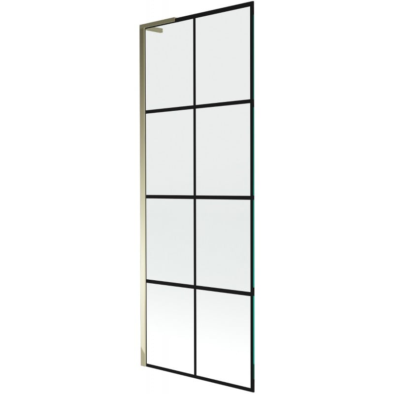 Mexen Next L parawan nawannowy 1-skrzydłowy 70 x 150 cm, czarna kratka, złoty - 895-070-000-03-77-50