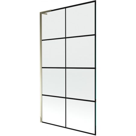 Mexen Next L parawan nawannowy 1-skrzydłowy 100 x 150 cm, czarna kratka, złoty - 895-100-000-03-77-50