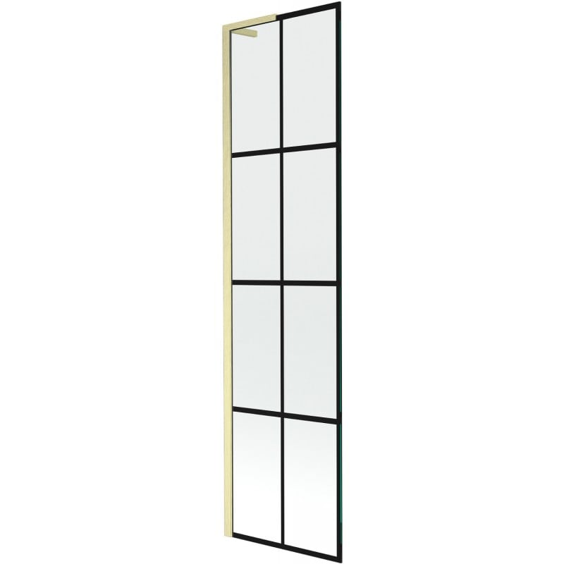 Mexen Next L parawan nawannowy 1-skrzydłowy 50 x 150 cm, czarna kratka, złoty szczotkowany - 895-050-000-03-77-55