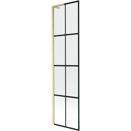 Mexen Next L parawan nawannowy 1-skrzydłowy 50 x 150 cm, czarna kratka, złoty szczotkowany - 895-050-000-03-77-55