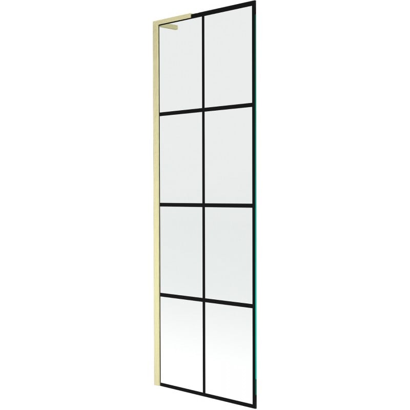 Mexen Next L parawan nawannowy 1-skrzydłowy 60 x 150 cm, czarna kratka, złoty szczotkowany - 895-060-000-03-77-55