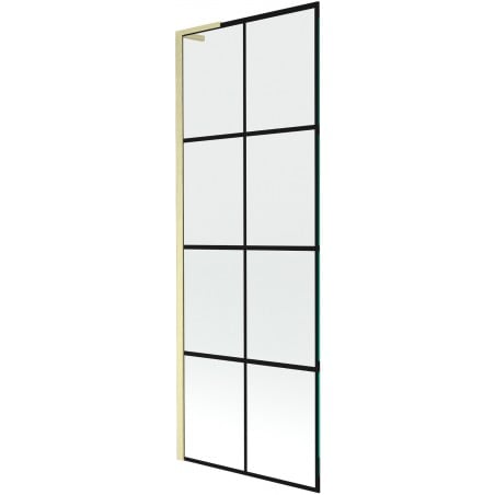 Mexen Next L parawan nawannowy 1-skrzydłowy 70 x 150 cm, czarna kratka, złoty szczotkowany - 895-070-000-03-77-55