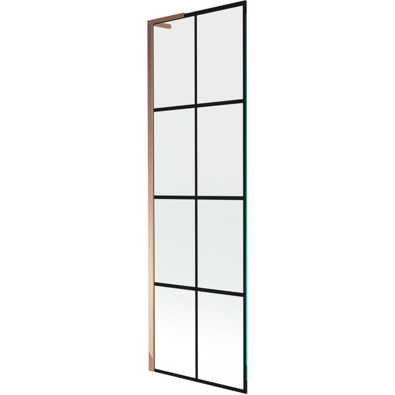 Mexen Next L parawan nawannowy 1-skrzydłowy 60 x 150 cm, czarna kratka, różowe złoto - 895-060-000-03-77-60
