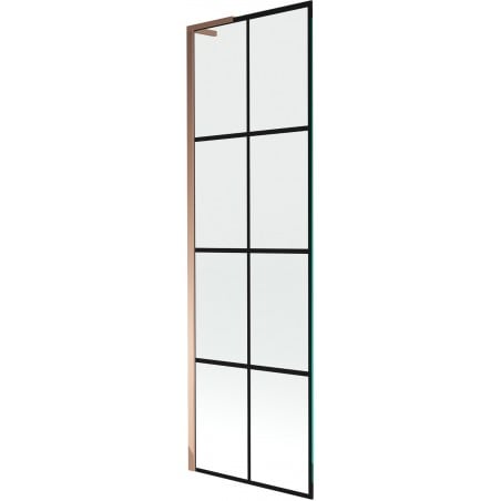 Mexen Next L parawan nawannowy 1-skrzydłowy 60 x 150 cm, czarna kratka, różowe złoto - 895-060-000-03-77-60