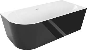Mexen Mia wanna wolnostojąca narożna prawa 150 x 75 cm, biała/czarna, przelew biały - 52691507575P-20