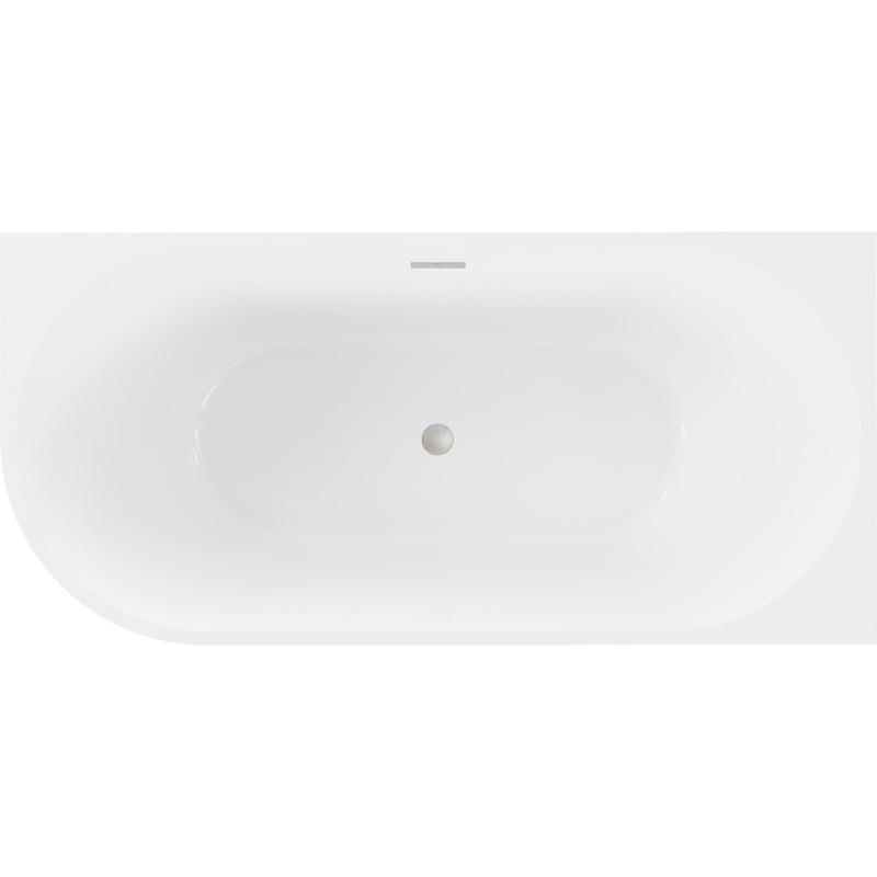 Mexen Mia wanna wolnostojąca narożna prawa 160 x 75 cm, biała, przelew nikiel szczotkowany - 52691607500P-97