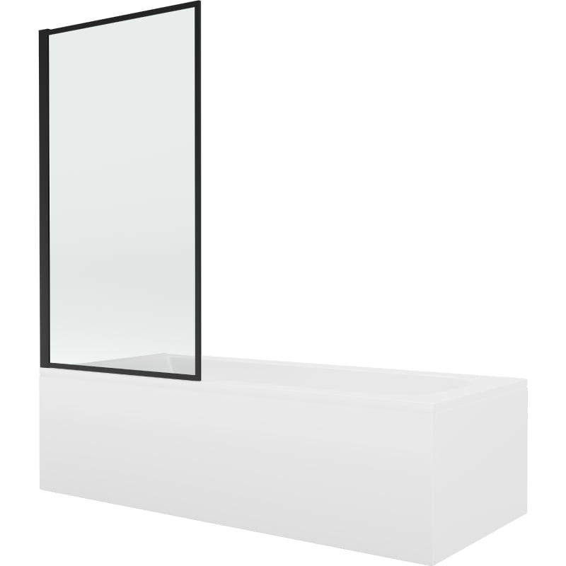 Mexen Vega wanna prostokątna 150 x 70 cm z obudową i parawanem 1-skrzydłowym 80 cm, czarny wzór - 550115070X9308017070