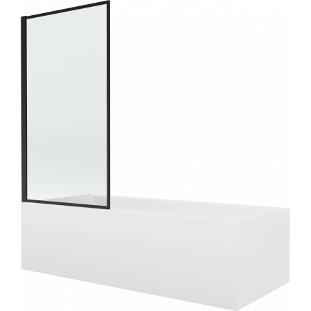 Mexen Vega wanna prostokątna 150 x 70 cm z obudową i parawanem 1-skrzydłowym 80 cm, czarny wzór - 550115070X9308017070