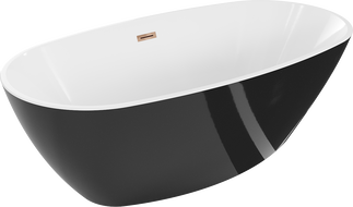 Mexen Eris wanna wolnostojąca 170 x 80 cm, biała/czarna, przelew różowe złoto - 53441708075-60