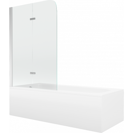 Mexen Vega wanna prostokątna 160 x 70 cm z obudową i parawanem 2-skrzydłowym 80 cm, transparent, chrom - 550116070X9008020100