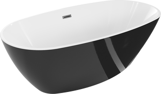 Mexen Eris wanna wolnostojąca 170 x 80 cm, biała/czarna, przelew gun metal - 53441708075-95