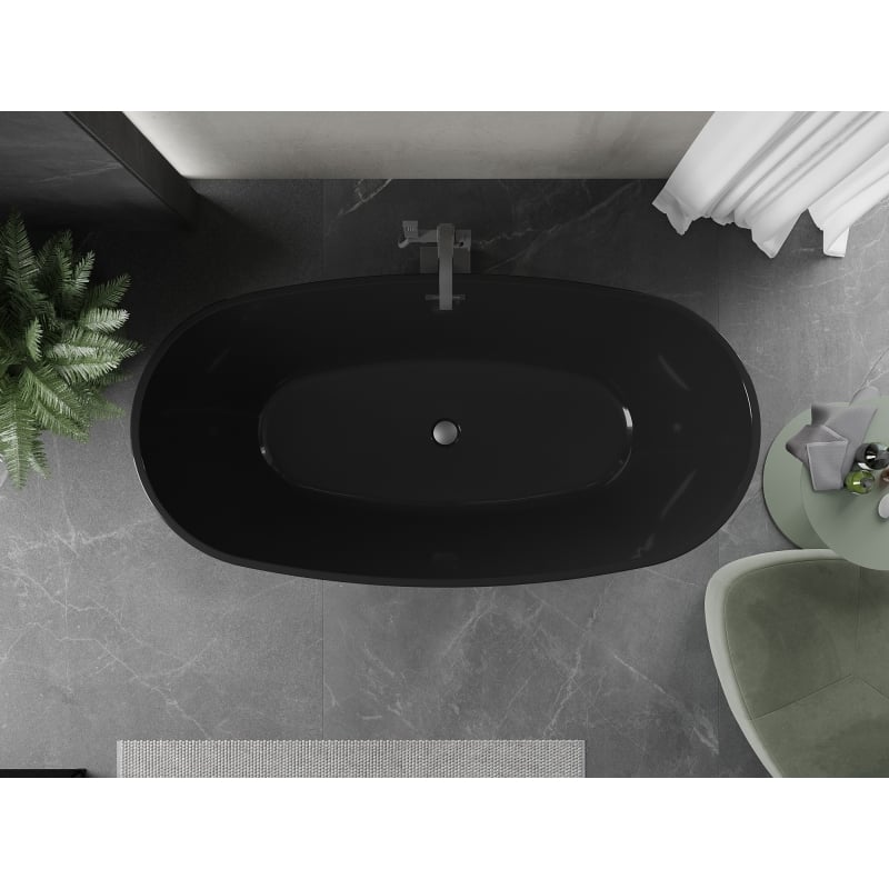 Mexen Eris wanna wolnostojąca 170 x 80 cm, czarna, przelew gun metal - 53441708070-95