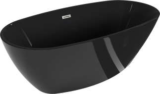 Mexen Eris wanna wolnostojąca 170 x 80 cm, czarna, przelew nikiel szczotkowany - 53441708070-97