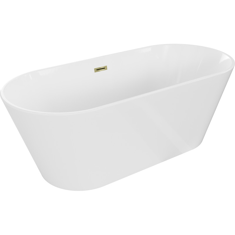 Mexen Flavia wanna wolnostojąca 150 x 75 cm, biała, przelew złoty - 54031507500-G