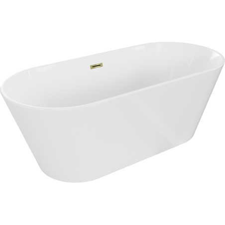 Mexen Flavia wanna wolnostojąca 150 x 75 cm, biała, przelew złoty - 54031507500-G
