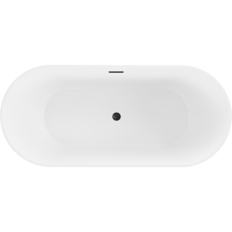 Mexen Flavia wanna wolnostojąca 150 x 75 cm, biała, przelew czarny - 54031507500-70