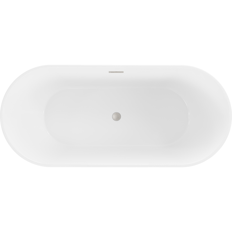 Mexen Flavia wanna wolnostojąca 150 x 75 cm, biała, przelew nikiel szczotkowany - 54031507500-97