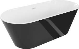 Mexen Flavia wanna wolnostojąca 150 x 75 cm, biała/czarna, przelew biały - 54031507575-20